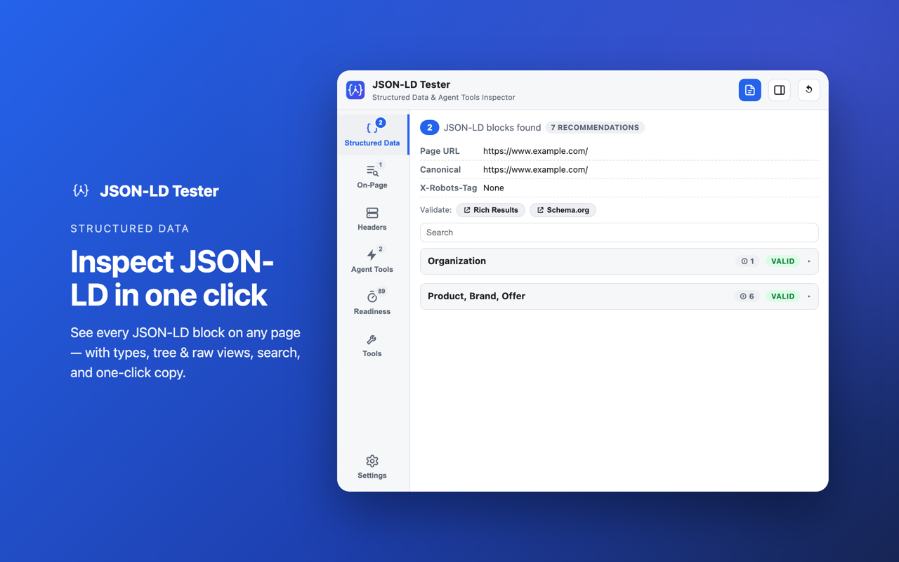 Structured Data: Inspect JSON-LD in one click