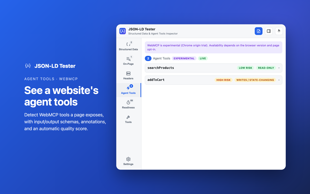 Agent Tools · WebMCP: See a website's agent tools